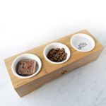 Petshop - Accesorii petshop - Castroane si adapatori - Hranitor triplu ridicat pentru pisici si caini de talie mica Navaris, 130 ml, Maro, 50174.03 - Infinity.ro