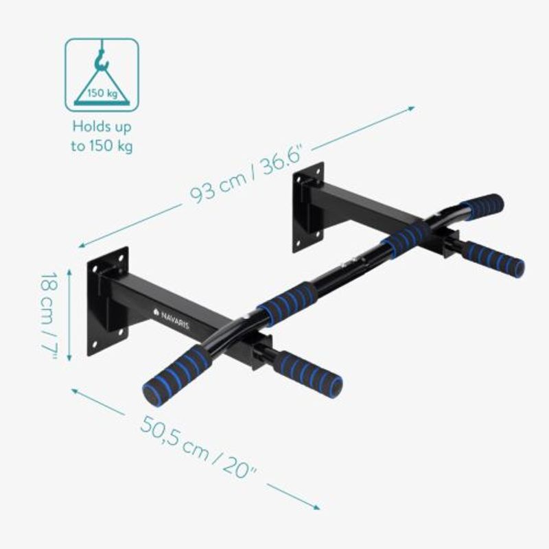 Sport si Outdoor - Fitness - Aparate fitness - Aparate si banci multifunctionale - Statie de fitness pentru tractiuni Navaris cu manere din spuma, max 150 Kg, 93 x 50.5 x 18 cm, 54176.01 - Infinity.ro