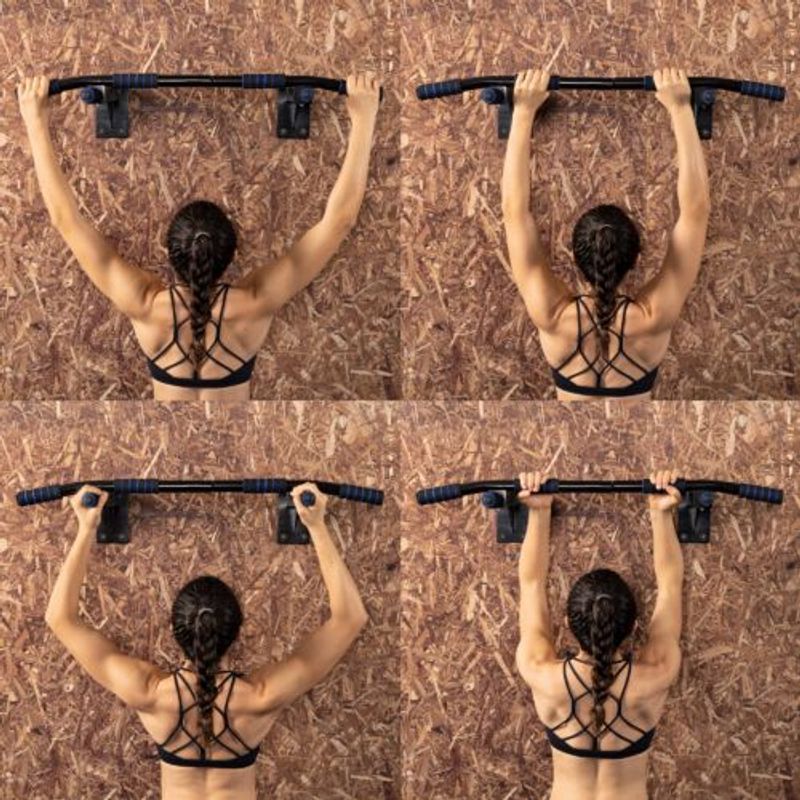 Sport si Outdoor - Fitness - Aparate fitness - Aparate si banci multifunctionale - Statie de fitness pentru tractiuni Navaris cu manere din spuma, max 150 Kg, 93 x 50.5 x 18 cm, 54176.01 - Infinity.ro