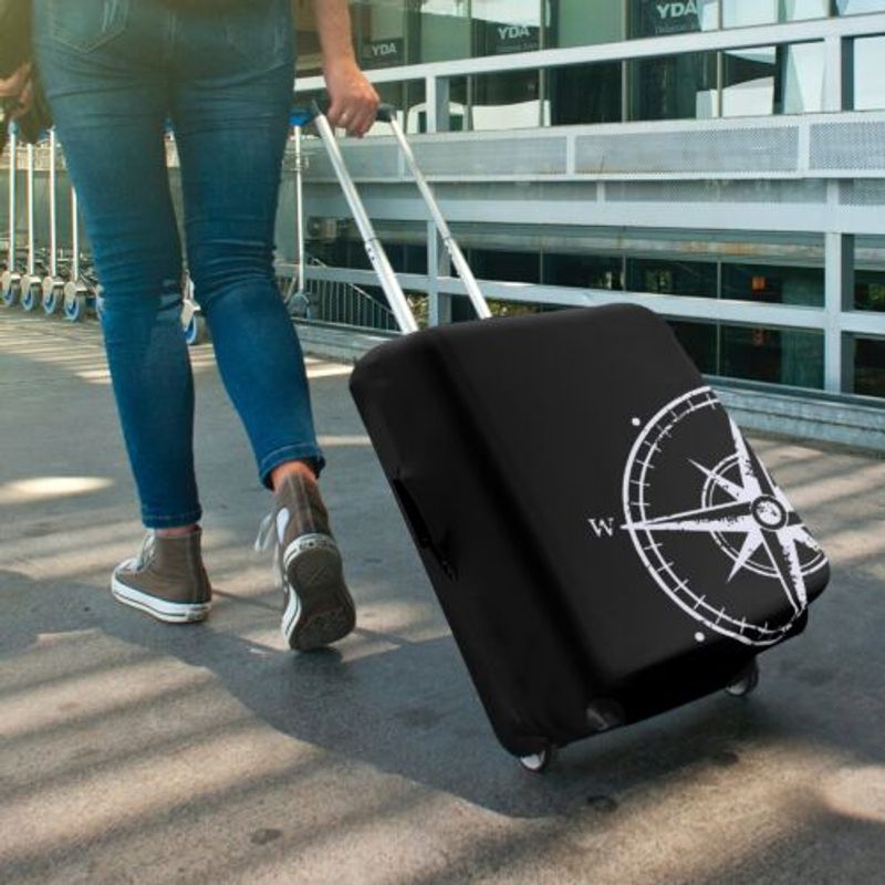 Sport si Outdoor - Articole de voiaj - Genti voiaj - Husa pentru troler marime L, Kwmobile, Negru/Alb, Lycra, 45230.3.03 - Infinity.ro