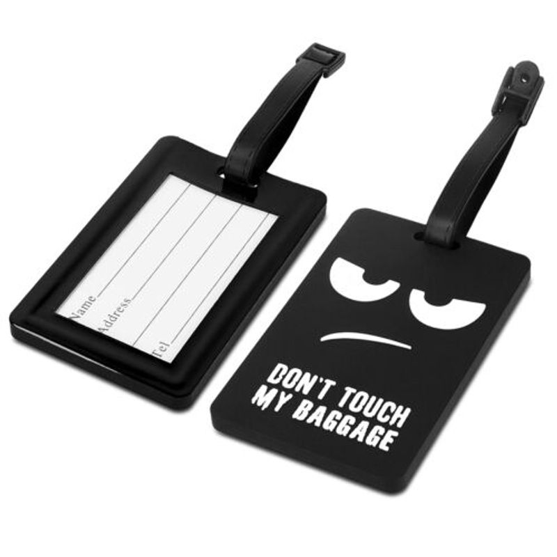 Sport si Outdoor - Articole de voiaj - Accesorii articole de voiaj - Eticheta pentru bagaje, Kwmobile, Negru/Alb, Silicon, 44781.01 - Infinity.ro