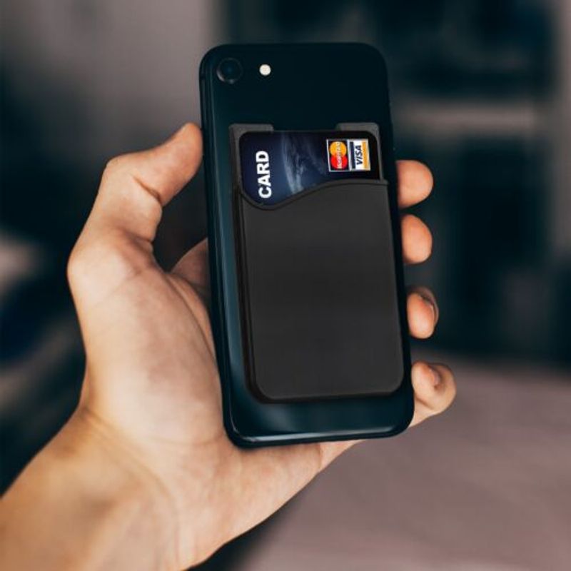Carti si Birotica - Birotica - Accesorii de birou - Accesorii arhivare - Set 3 Huse card bancar pentru telefon, Kwmobile, Negru/Gri, Silicon, 49594.06 - Infinity.ro
