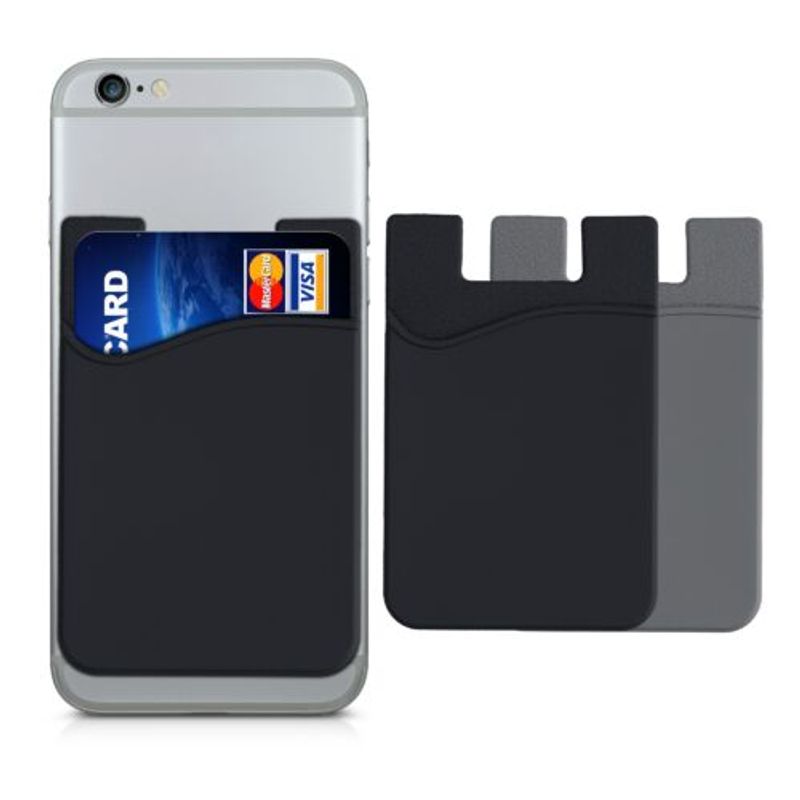 Carti si Birotica - Birotica - Accesorii de birou - Accesorii arhivare - Set 3 Huse card bancar pentru telefon, Kwmobile, Negru/Gri, Silicon, 49594.06 - Infinity.ro