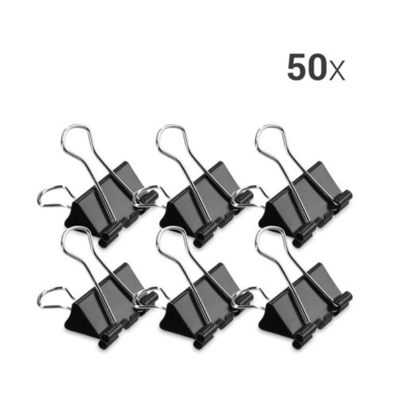 Carti si Birotica - Birotica - Accesorii de birou - Accesorii arhivare - Set 50 Clipsuri pentru documente 25 mm, Kwmobile, Negru, Metal, 49442.03 - Infinity.ro