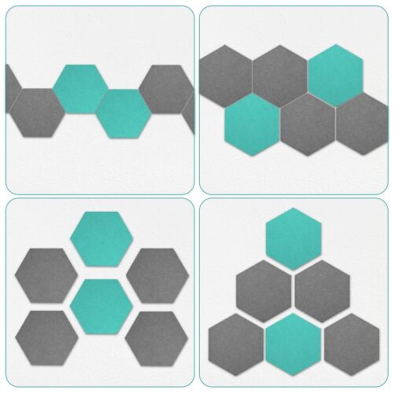 Carti si Birotica - Birotica - Accesorii de birou - Table si clipboard-uri - Set 6 Panouri pluta hexagonal Navaris, 15 x 17 cm, 10 pini, 46230.01 - Infinity.ro