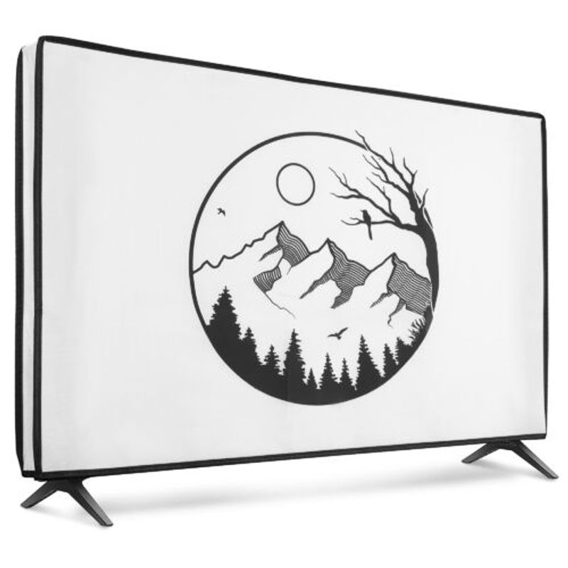 TV, Audio-Video si Foto - Accesorii TV si audio - Accesorii TV - Husa de praf pentru televizor 65 inch, Kwmobile, Alb/Negru, Textil, 51993.06 - Infinity.ro