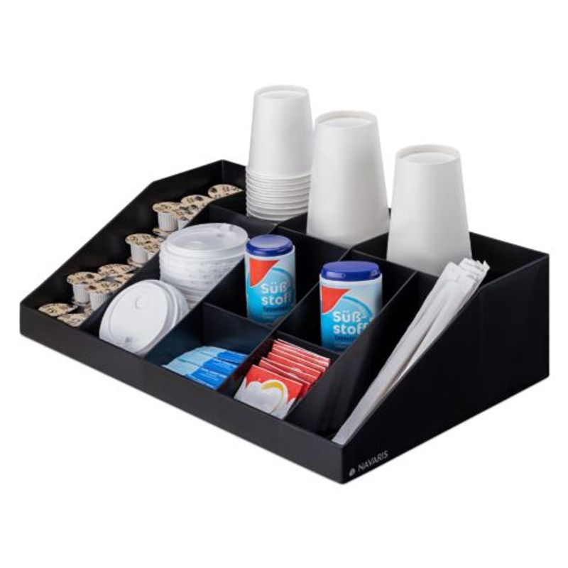 Electronice si Electrocasnice - Electrocasnice bucatarie - Preparare bauturi - Accesorii si consumabile aparate preparare bauturi - Organizator pentru cafea si ceai Navaris cu 10 compartimente, Negru, 54094.01 - Infinity.ro