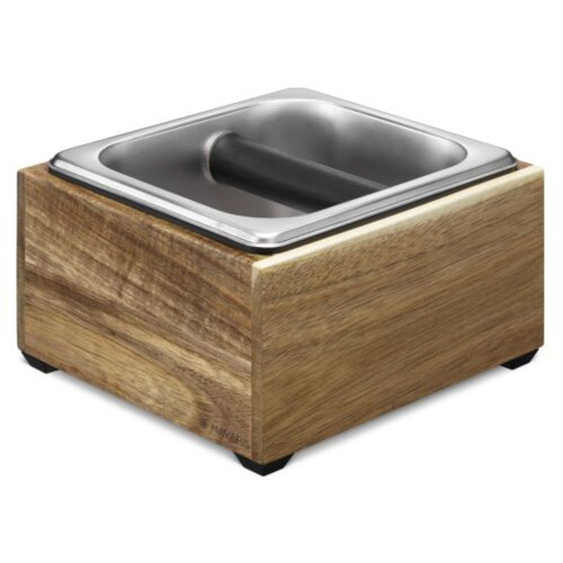 Electronice si Electrocasnice - Electrocasnice bucatarie - Preparare bauturi - Accesorii si consumabile aparate preparare bauturi - Cos pentru zatul de cafea din lemn si inox Navaris, Bara de silicon, 54693.01 - Infinity.ro