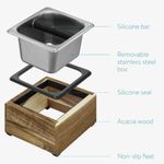 Electronice si Electrocasnice - Electrocasnice bucatarie - Preparare bauturi - Accesorii si consumabile aparate preparare bauturi - Cos pentru zatul de cafea din lemn si inox Navaris, Bara de silicon, 54693.01 - Infinity.ro
