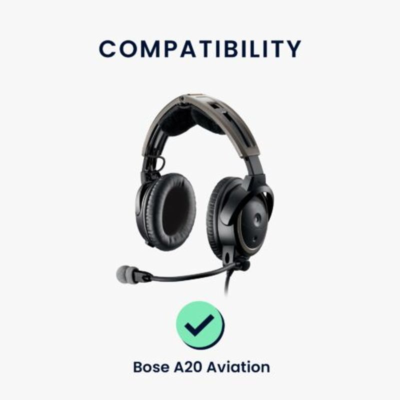 TV, Audio-Video si Foto - Portabile audio - Casti audio - Set 2 Perne de urechi pentru casti Bose A20 Aviation Headset, Kwmobile, Negru, Piele ecologica, 51557.01 - Infinity.ro