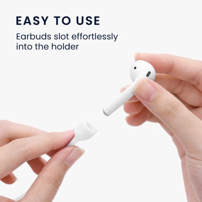 TV, Audio-Video si Foto - Portabile audio - Casti audio - Curea pentru casti Apple AirPods 3/AirPods 2/AirPods Pro, Kwmobile, Alb, Silicon, 56992.02 - Infinity.ro