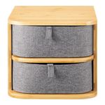 Casa si Gradina - Mobilier - Organizare si depozitare - Cutii depozitare - Organizator pentru cosmetice din bambus si material textil Navaris, 2 Sertare, 54184.01 - Infinity.ro