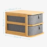 Casa si Gradina - Mobilier - Organizare si depozitare - Cutii depozitare - Organizator pentru cosmetice din bambus si material textil Navaris, 2 Sertare, 54184.01 - Infinity.ro