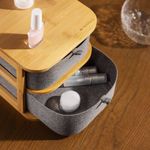 Casa si Gradina - Mobilier - Organizare si depozitare - Cutii depozitare - Organizator pentru cosmetice din bambus si material textil Navaris, 2 Sertare, 54184.01 - Infinity.ro
