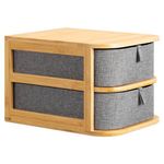 Casa si Gradina - Mobilier - Organizare si depozitare - Cutii depozitare - Organizator pentru cosmetice din bambus si material textil Navaris, 2 Sertare, 54184.01 - Infinity.ro
