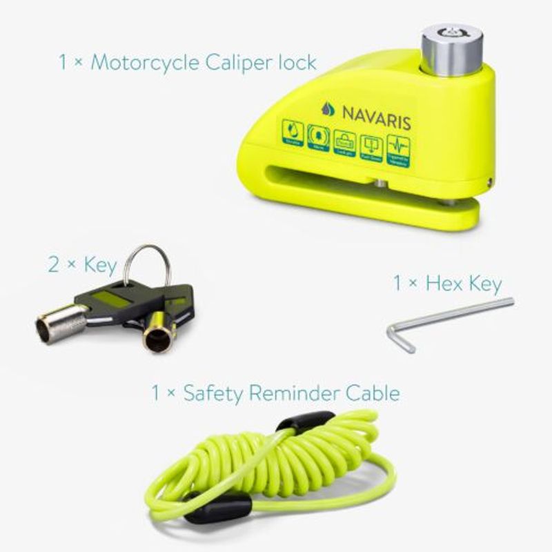 Auto si Moto - Moto - Piese de schimb motociclete - Incuietoare de disc pentru motociclete Navaris cu alarma 110 dB, Blocare antifurt, 54573.02 - Infinity.ro
