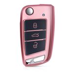 Auto si Moto - Electronice auto - Accesorii electronice auto - Husa Cheie Auto pentru VW/Skoda, 3 Butoane, Silicon, Rose Gold, 52815.02 - Infinity.ro