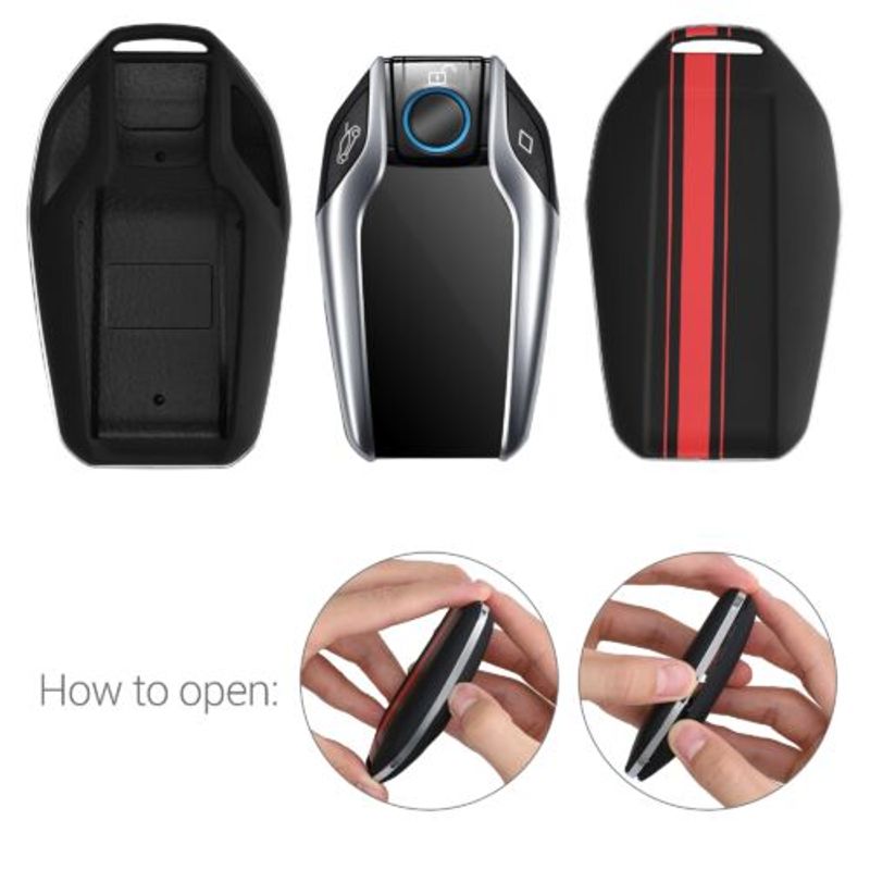 Auto si Moto - Electronice auto - Accesorii electronice auto - Husa Cheie Auto pentru BMW, Display, Kwmobile, Plastic, Negru/Rosu, 49672.02 - Infinity.ro