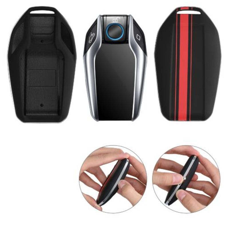 Auto si Moto - Electronice auto - Accesorii electronice auto - Husa Cheie Auto pentru BMW, Display, Kwmobile, Plastic, Negru/Rosu, 49672.02 - Infinity.ro