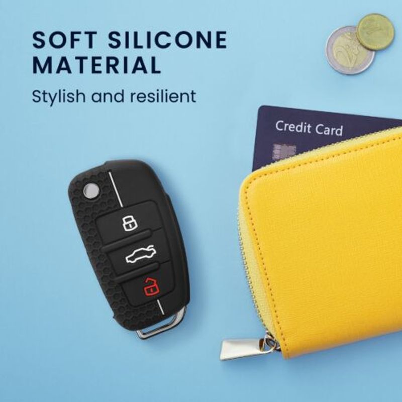 Auto si Moto - Electronice auto - Accesorii electronice auto - Husa Cheie Auto pentru Audi, 3 Butoane, Kwmobile, Silicon, Negru, 53134.03 - Infinity.ro