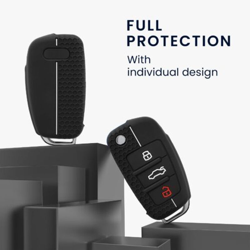 Auto si Moto - Electronice auto - Accesorii electronice auto - Husa Cheie Auto pentru Audi, 3 Butoane, Kwmobile, Silicon, Negru, 53134.03 - Infinity.ro