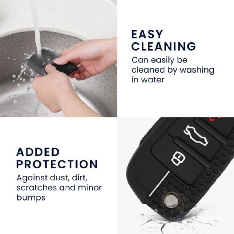 Auto si Moto - Electronice auto - Accesorii electronice auto - Husa Cheie Auto pentru Audi, 3 Butoane, Kwmobile, Silicon, Negru, 53134.03 - Infinity.ro