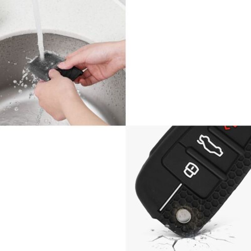 Auto si Moto - Electronice auto - Accesorii electronice auto - Husa Cheie Auto pentru Audi, 3 Butoane, Kwmobile, Silicon, Negru, 53134.03 - Infinity.ro