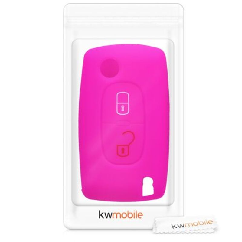 Auto si Moto - Electronice auto - Accesorii electronice auto - Husa Cheie Auto pentru Peugeot/Citroen, 2 Butoane, Silicon, Roz, 43668.08 - Infinity.ro