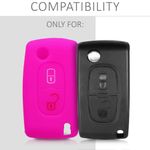 Auto si Moto - Electronice auto - Accesorii electronice auto - Husa Cheie Auto pentru Peugeot/Citroen, 2 Butoane, Silicon, Roz, 43668.08 - Infinity.ro