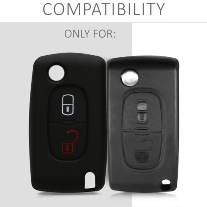 Auto si Moto - Electronice auto - Accesorii electronice auto - Husa Cheie Auto pentru Peugeot/Citroen, 2 Butoane, Silicon, Negru, 45652.01 - Infinity.ro
