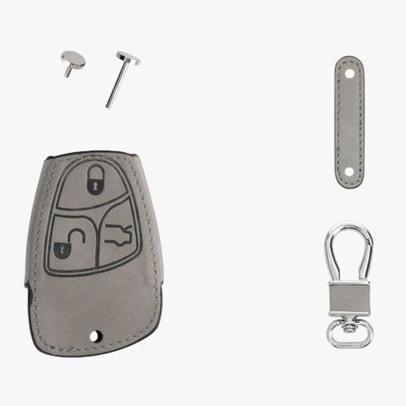 Auto si Moto - Electronice auto - Accesorii electronice auto - Husa Cheie Auto pentru Mercedes Benz, 2-3 Butoane, Kwmobile, Piele nabuc, Gri, 54576.01 - Infinity.ro