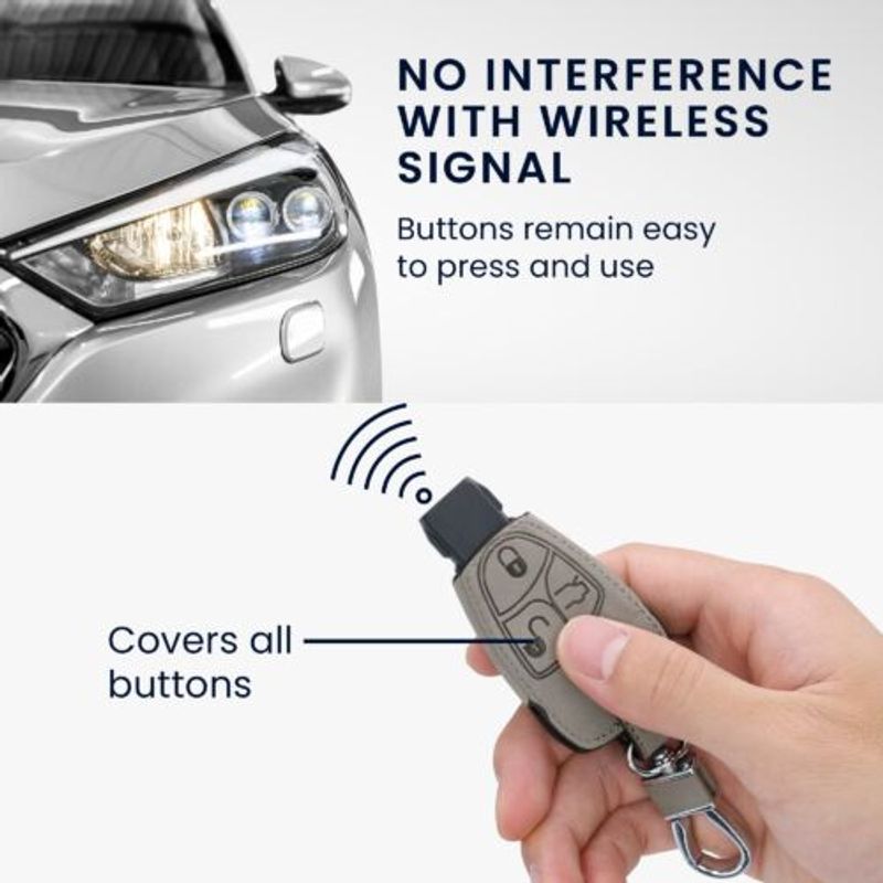 Auto si Moto - Electronice auto - Accesorii electronice auto - Husa Cheie Auto pentru Mercedes Benz, 2-3 Butoane, Kwmobile, Piele nabuc, Gri, 54576.01 - Infinity.ro