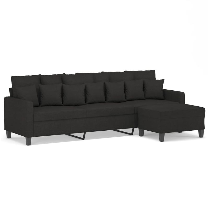 Casa si Gradina - Mobilier - Canapele si coltare - Canapele - Canapea cu 3 locuri si taburet, textil, negru, 210 cm, model 4 - Infinity.ro