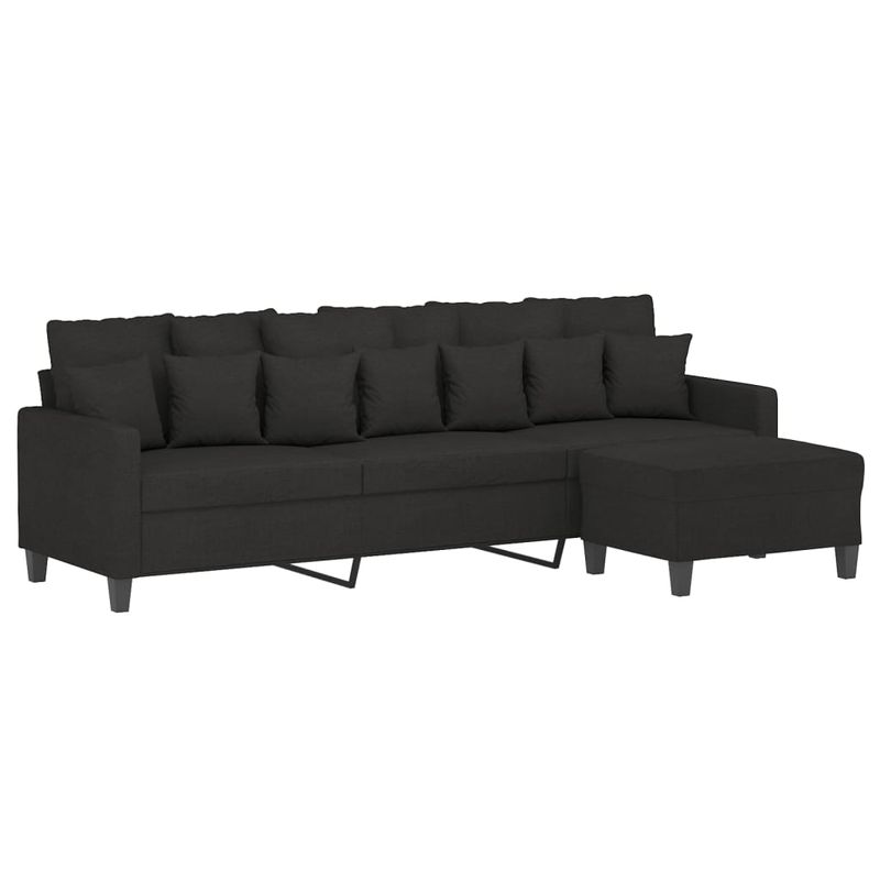 Casa si Gradina - Mobilier - Canapele si coltare - Canapele - Canapea cu 3 locuri si taburet, textil, negru, 210 cm, model 4 - Infinity.ro