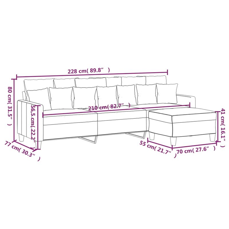 Casa si Gradina - Mobilier - Canapele si coltare - Canapele - Canapea cu 3 locuri si taburet, textil, negru, 210 cm, model 4 - Infinity.ro