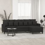 Casa si Gradina - Mobilier - Canapele si coltare - Canapele - Canapea cu 3 locuri si taburet, textil, negru, 210 cm, model 4 - Infinity.ro