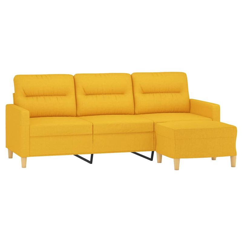 Casa si Gradina - Mobilier - Canapele si coltare - Canapele - Canapea cu 3 locuri si taburet, textil, galben deschis, 180 cm, model 3 - Infinity.ro