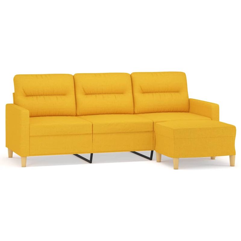 Casa si Gradina - Mobilier - Canapele si coltare - Canapele - Canapea cu 3 locuri si taburet, textil, galben deschis, 180 cm, model 3 - Infinity.ro