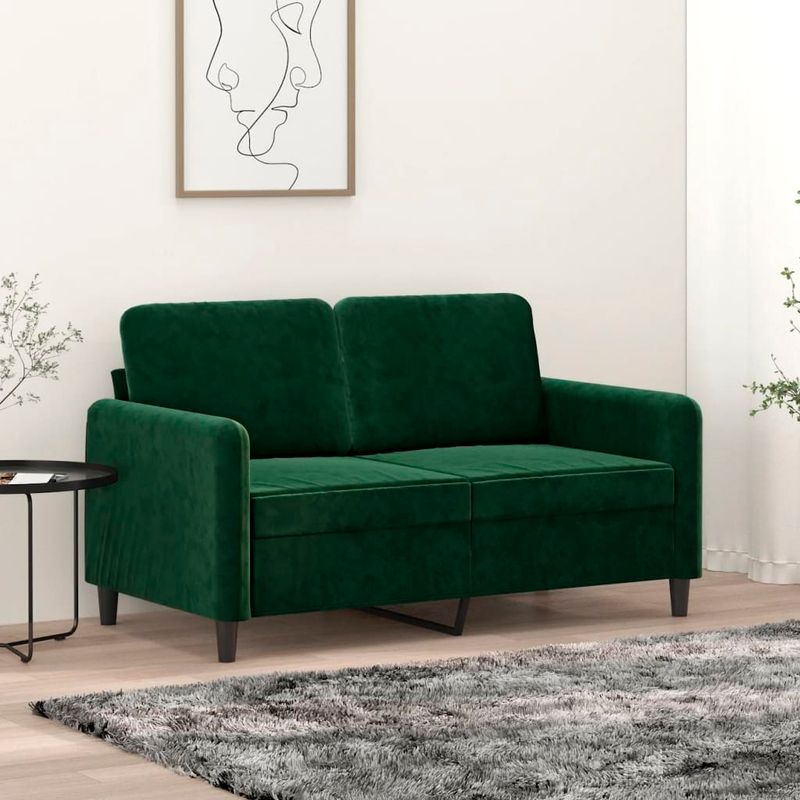 Casa si Gradina - Mobilier - Canapele si coltare - Canapele - Canapea cu 2 locuri, catifea, verde inchis, 120 cm, model 3 - Infinity.ro