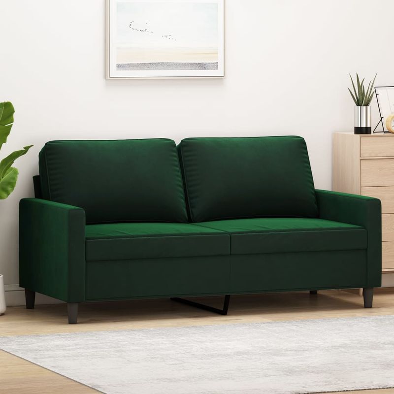 Casa si Gradina - Mobilier - Canapele si coltare - Canapele - Canapea cu 2 locuri, catifea, verde inchis, 140 cm, model 1 - Infinity.ro