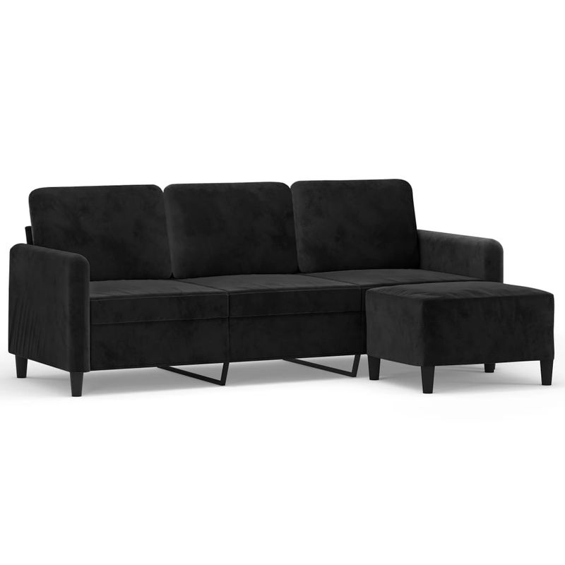 Casa si Gradina - Mobilier - Canapele si coltare - Canapele - Canapea cu 3 locuri si taburet, catifea, negru, 180 cm, model 3 - Infinity.ro