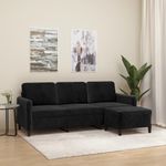 Casa si Gradina - Mobilier - Canapele si coltare - Canapele - Canapea cu 3 locuri si taburet, catifea, negru, 180 cm, model 3 - Infinity.ro