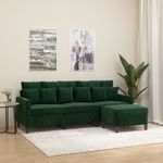 Casa si Gradina - Mobilier - Canapele si coltare - Canapele - Canapea cu 3 locuri si taburet, catifea, verde inchis, 180 cm, model 2 - Infinity.ro