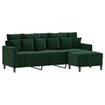 Casa si Gradina - Mobilier - Canapele si coltare - Canapele - Canapea cu 3 locuri si taburet, catifea, verde inchis, 180 cm, model 2 - Infinity.ro
