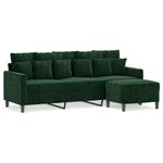Casa si Gradina - Mobilier - Canapele si coltare - Canapele - Canapea cu 3 locuri si taburet, catifea, verde inchis, 180 cm, model 2 - Infinity.ro
