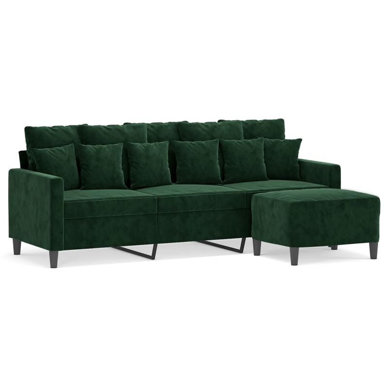Casa si Gradina - Mobilier - Canapele si coltare - Canapele - Canapea cu 3 locuri si taburet, catifea, verde inchis, 180 cm, model 2 - Infinity.ro
