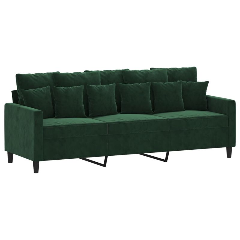 Casa si Gradina - Mobilier - Canapele si coltare - Canapele - Canapea cu 3 locuri si taburet, catifea, verde inchis, 180 cm, model 2 - Infinity.ro
