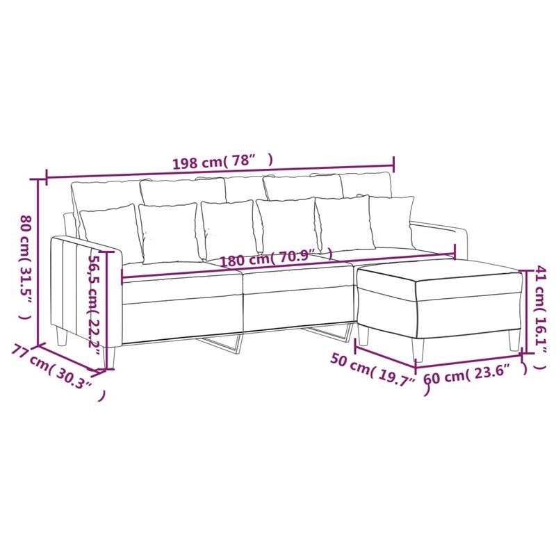 Casa si Gradina - Mobilier - Canapele si coltare - Canapele - Canapea cu 3 locuri si taburet, catifea, verde inchis, 180 cm, model 2 - Infinity.ro