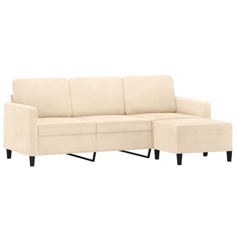 Casa si Gradina - Mobilier - Canapele si coltare - Canapele - Canapea cu 3 locuri si taburet, catifea, crem, 180 cm, model 3 - Infinity.ro