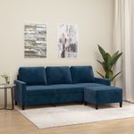 Casa si Gradina - Mobilier - Canapele si coltare - Canapele - Canapea cu 3 locuri si taburet, catifea, albastru, 180 cm, model 1 - Infinity.ro